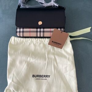 Burberry Black and Tan Crossbody Bag with Iconic Design